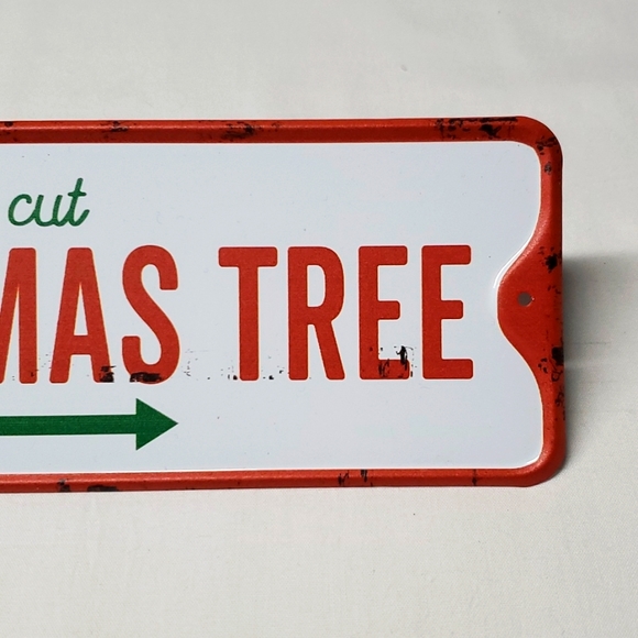 Farmhouse Christmas Metal Tin Sign "Fresh Cut Christmas Tree" Rustic Decor NEW! - Picture 3 of 9
